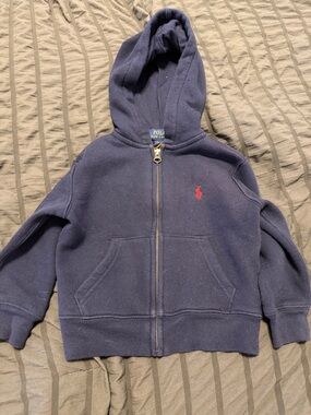 Ralph Lauren Navy Zip Hoodie with Red Pony